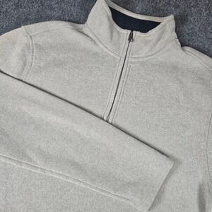IZOD Mens Light Beige Quarter Zip Pullover Fleece Sweater Size M Made in Kenya‎